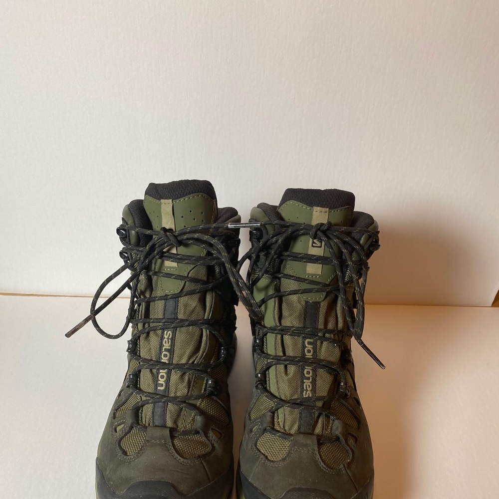 Dark green hiking boots